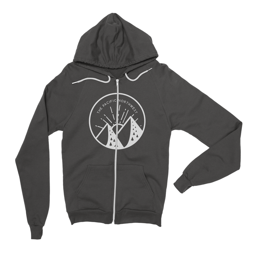 Handlettered Pacific Northwest Zip Hoodie -Apparel in the Great Pacific Northwest