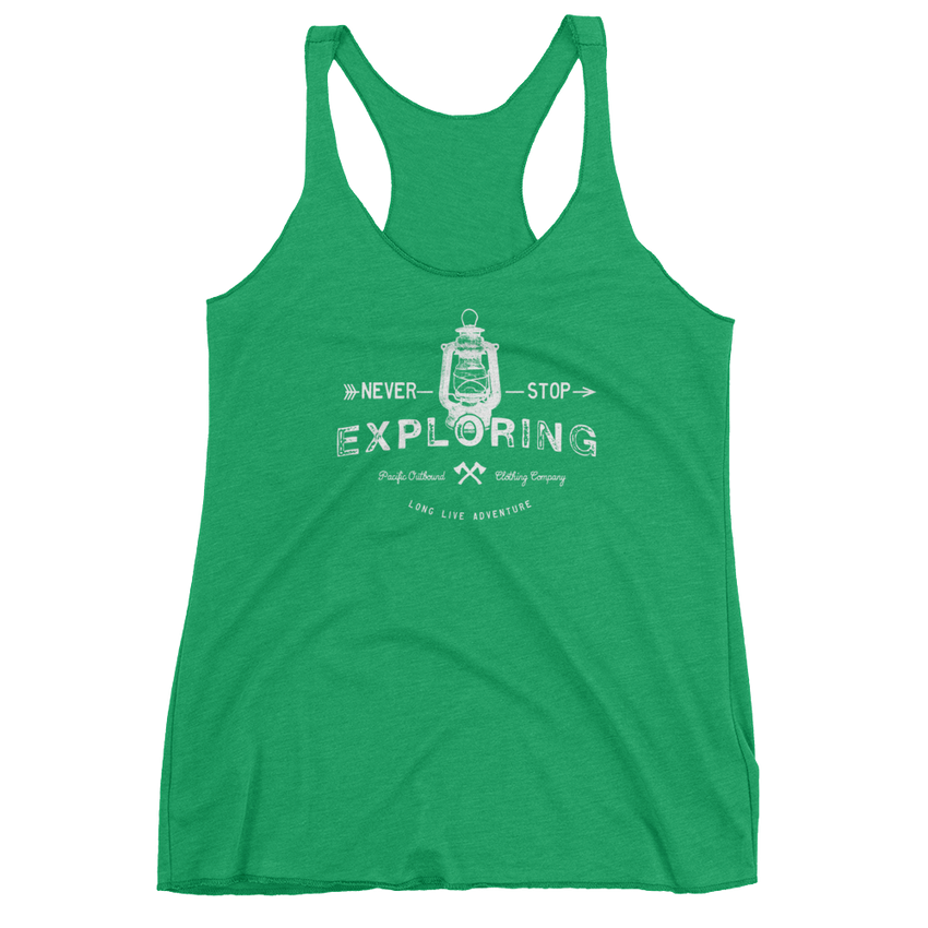 Never Stop Exploring Tank -Apparel in the Great Pacific Northwest